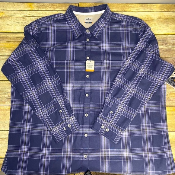 Ridgecut Tops - NWT Ridgecut Women’s Plus Gorpcore FLEX Navy Plaid Flannel Button-up Size 2X